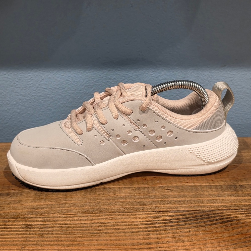 Crocs Womens On The Clock Work Sneaker Grey Pink Slip Resistant 209476-1FS Sz 5 - Picture 7 of 12